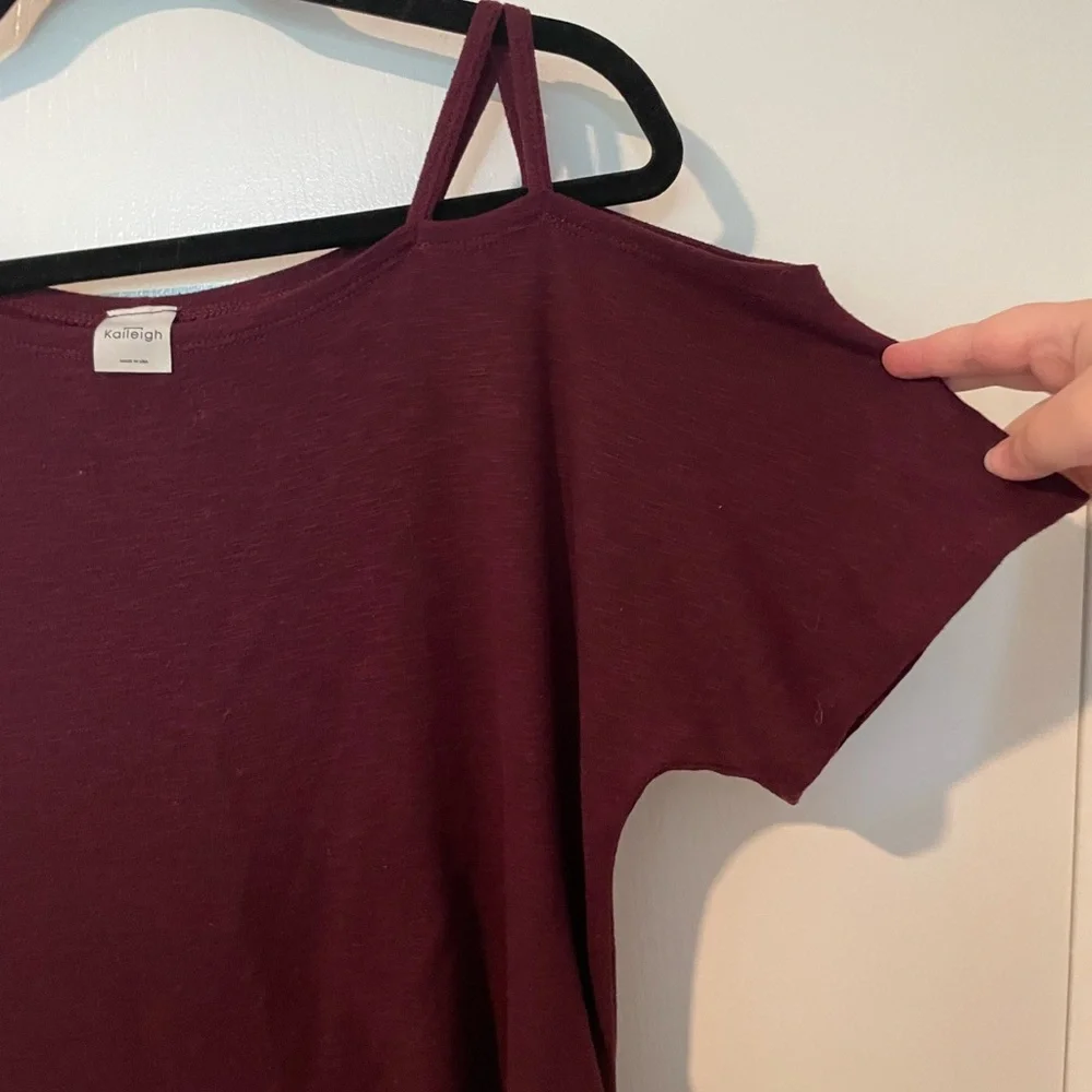 Kaileigh Burgundy Asymmetrical Blouse - Picture 3 of 5